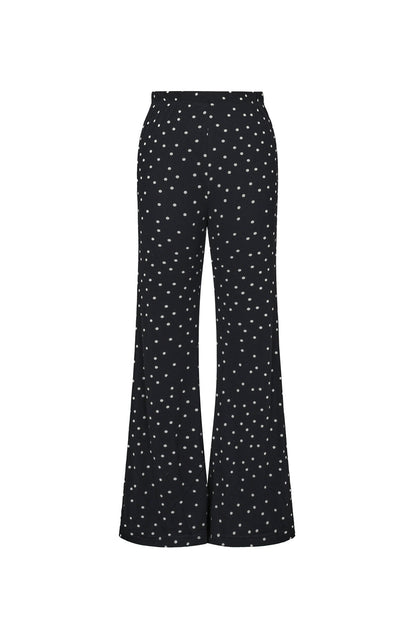 Elegant Flared Pants for Fall Winter - Polka Dots 2-Piece Set