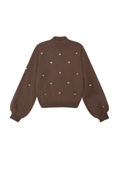 Soft Acrylic Heart Knit Sweater for Fall Winter