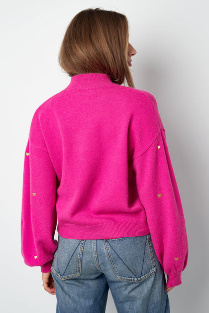 Soft Acrylic Heart Knit Sweater for Fall Winter
