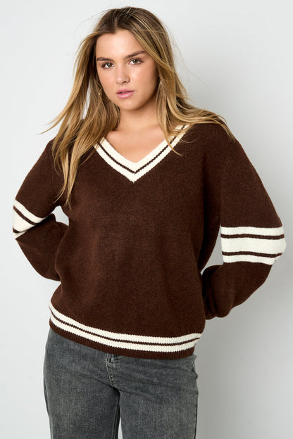 Soft Knitted Sweater for Fall/Winter, Color Clash Design