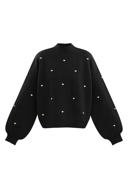 Soft Acrylic Heart Knit Sweater for Fall Winter