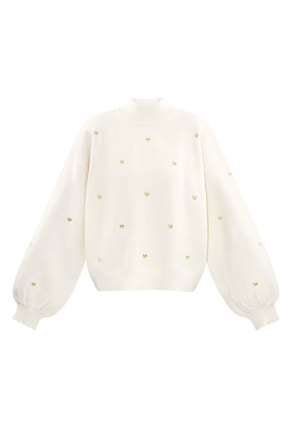 Soft Acrylic Heart Knit Sweater for Fall Winter