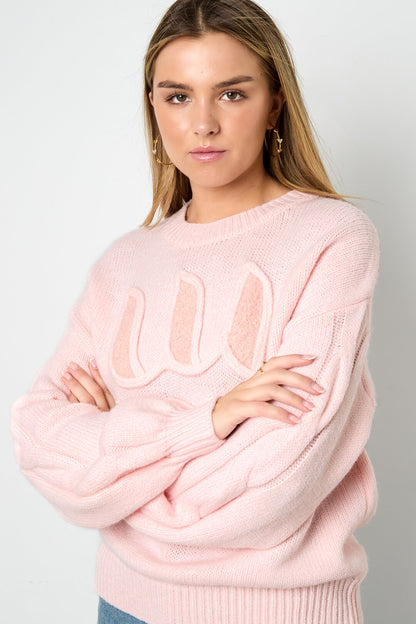 Soft Knitted Sweater for Fall/Winter in Pink, Off-White & Light Purple