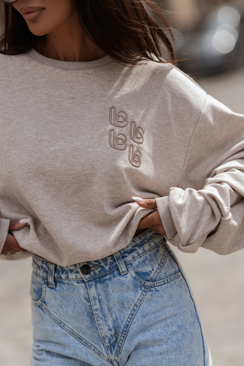 One Size REMY Dames Sweater – Melange Donkerbeige | Comfortabele Katoenen Trui