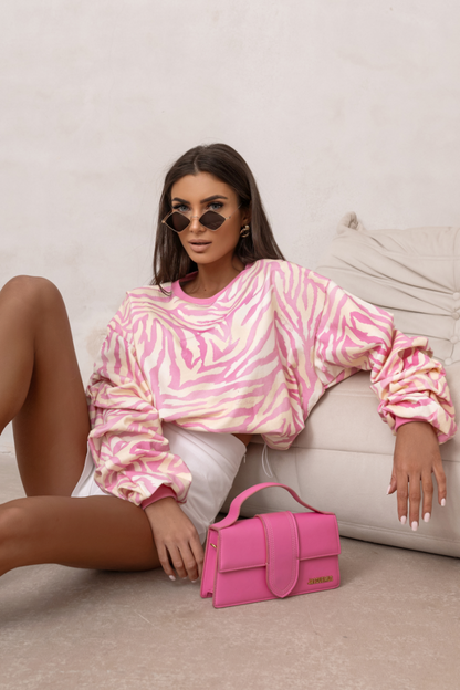 One Size Roze Zebraprint Sweater | Comfort ontmoet stijl