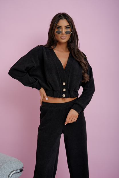 MEGGI Dames Set Zwart | Comfortabele Katoenen Tweedelige Outfit